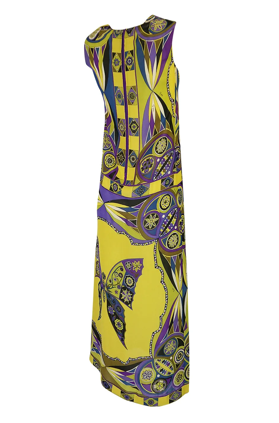 Beautiful 1960s Emilio Pucci Butterfly Printed Silk Chiffon Full Length Dress