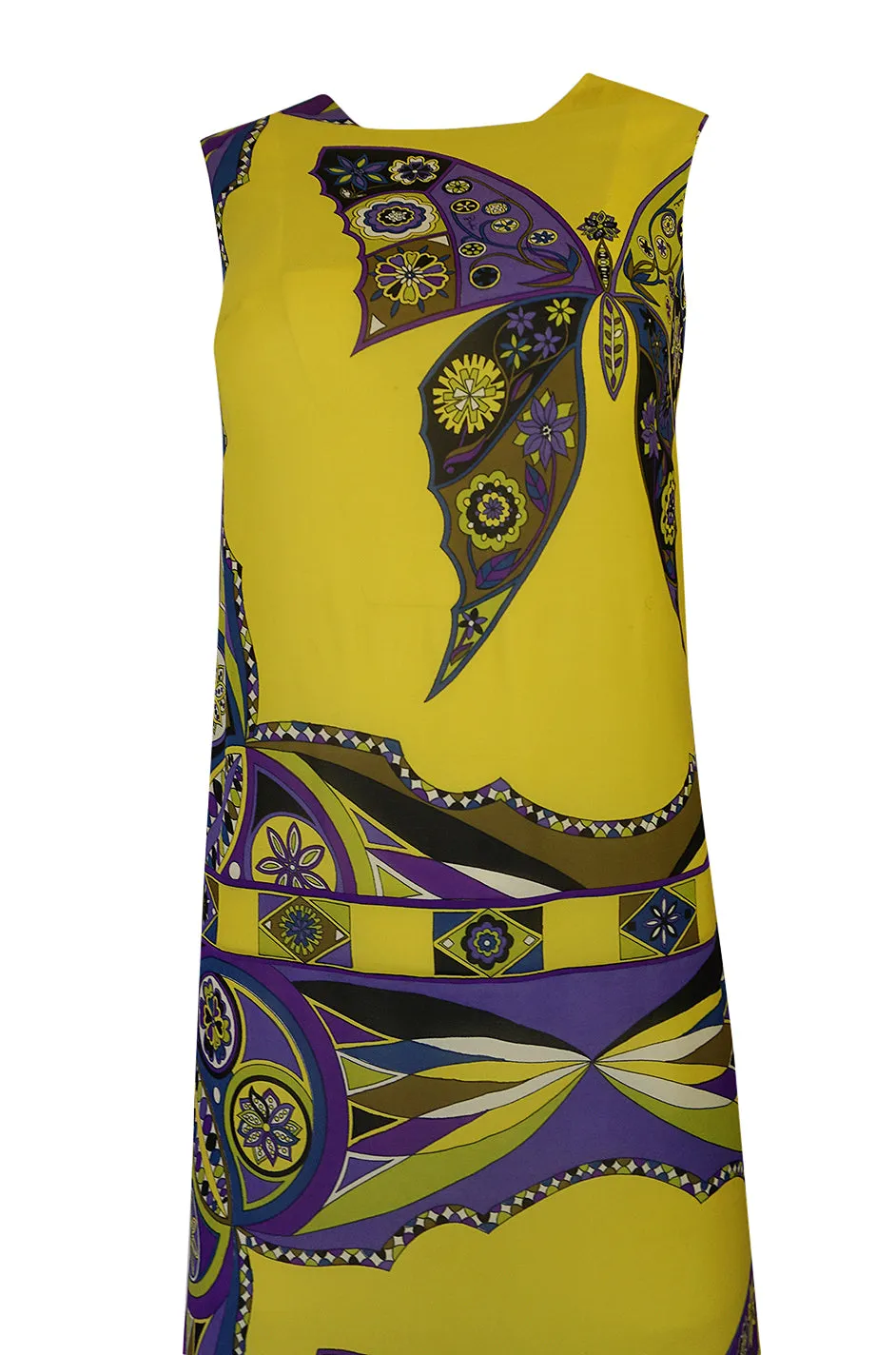 Beautiful 1960s Emilio Pucci Butterfly Printed Silk Chiffon Full Length Dress