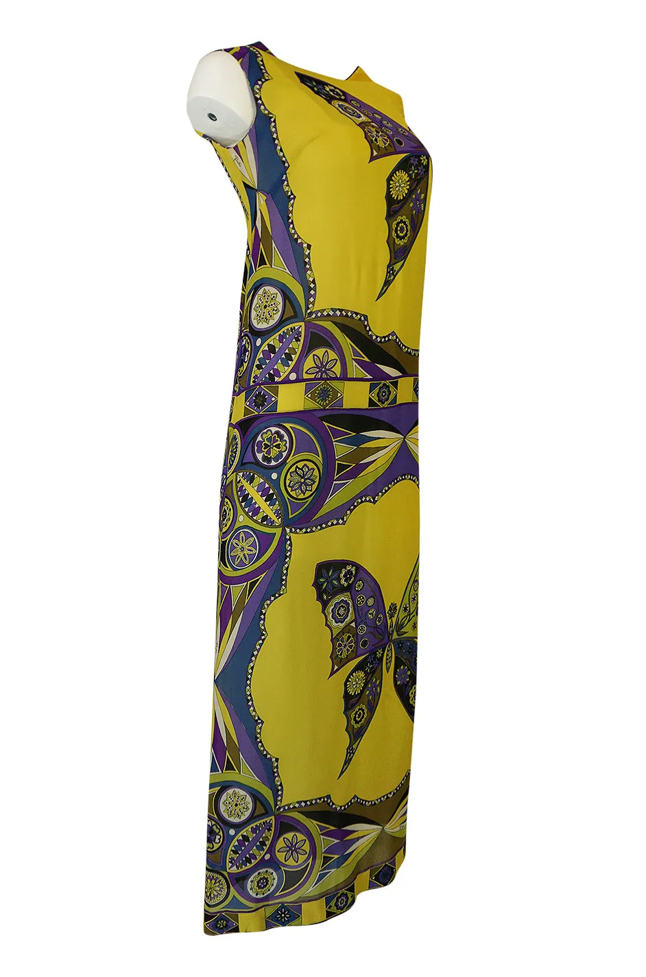Beautiful 1960s Emilio Pucci Butterfly Printed Silk Chiffon Full Length Dress