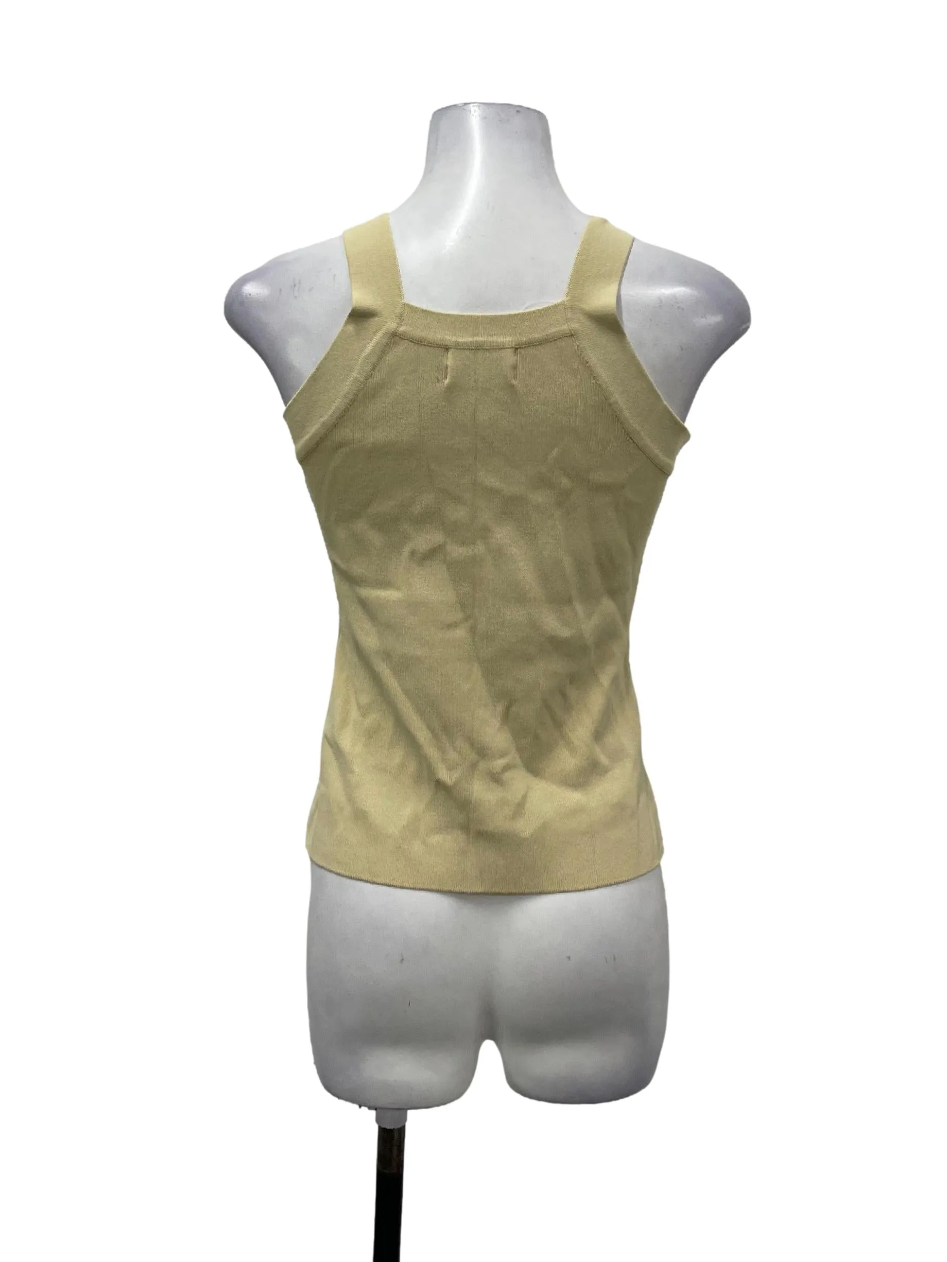 Beige Ribbed Halter Tank OSN