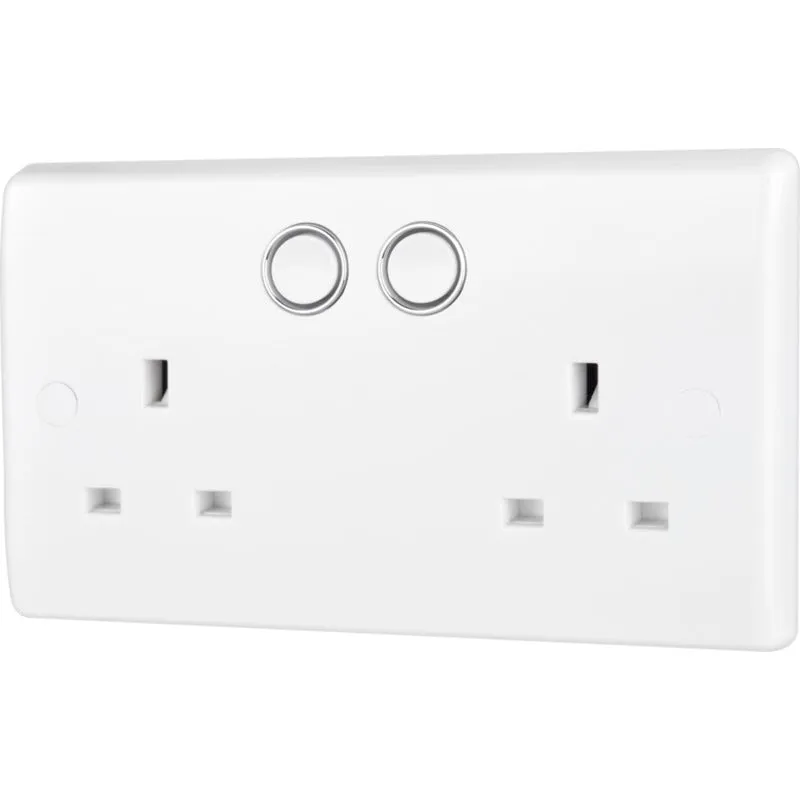 BG 822/HC White Moulded Slim Double Switched 13A Power Socket with Smart Home Control
