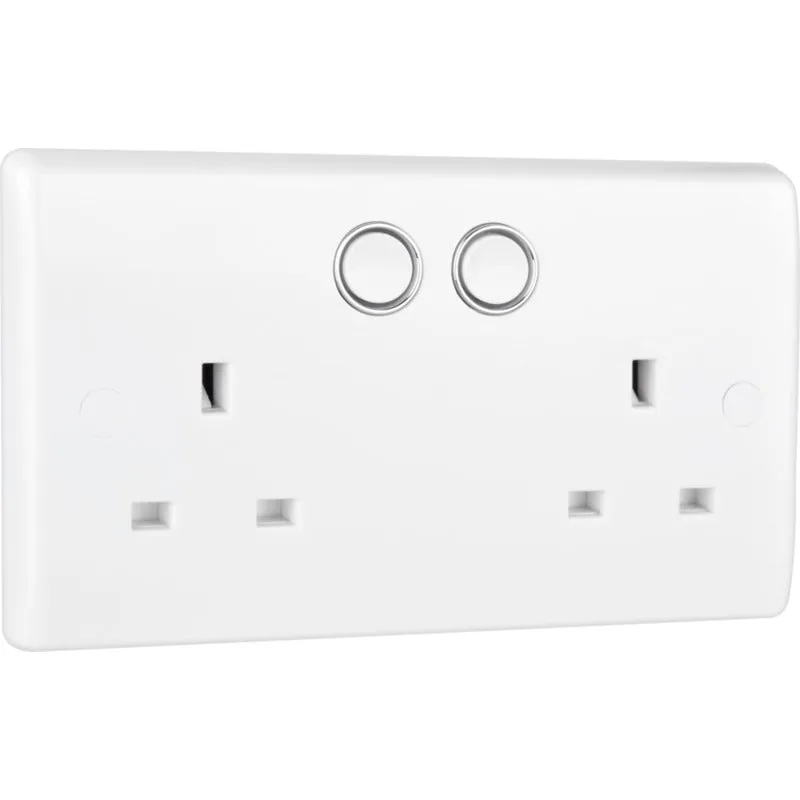 BG 822/HC White Moulded Slim Double Switched 13A Power Socket with Smart Home Control