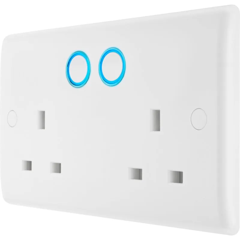 BG 822/HC White Moulded Slim Double Switched 13A Power Socket with Smart Home Control