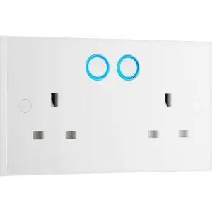 BG 922/HC White Moulded Square Edge Double Switched 13A Power Socket with Smart Home Control
