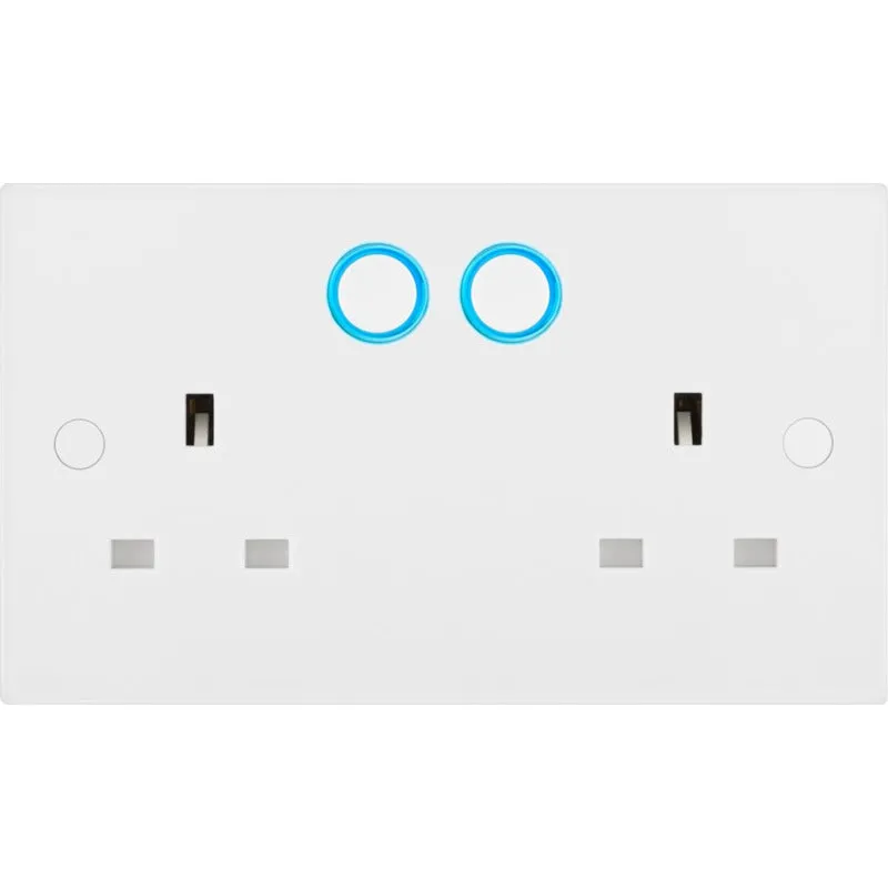 BG 922/HC White Moulded Square Edge Double Switched 13A Power Socket with Smart Home Control