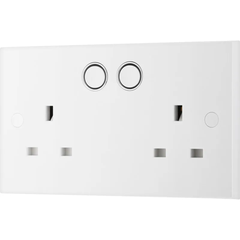 BG 922/HC White Moulded Square Edge Double Switched 13A Power Socket with Smart Home Control