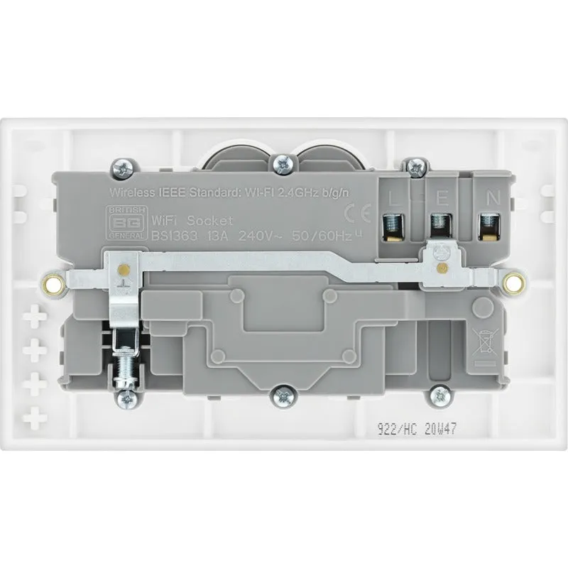 BG 922/HC White Moulded Square Edge Double Switched 13A Power Socket with Smart Home Control