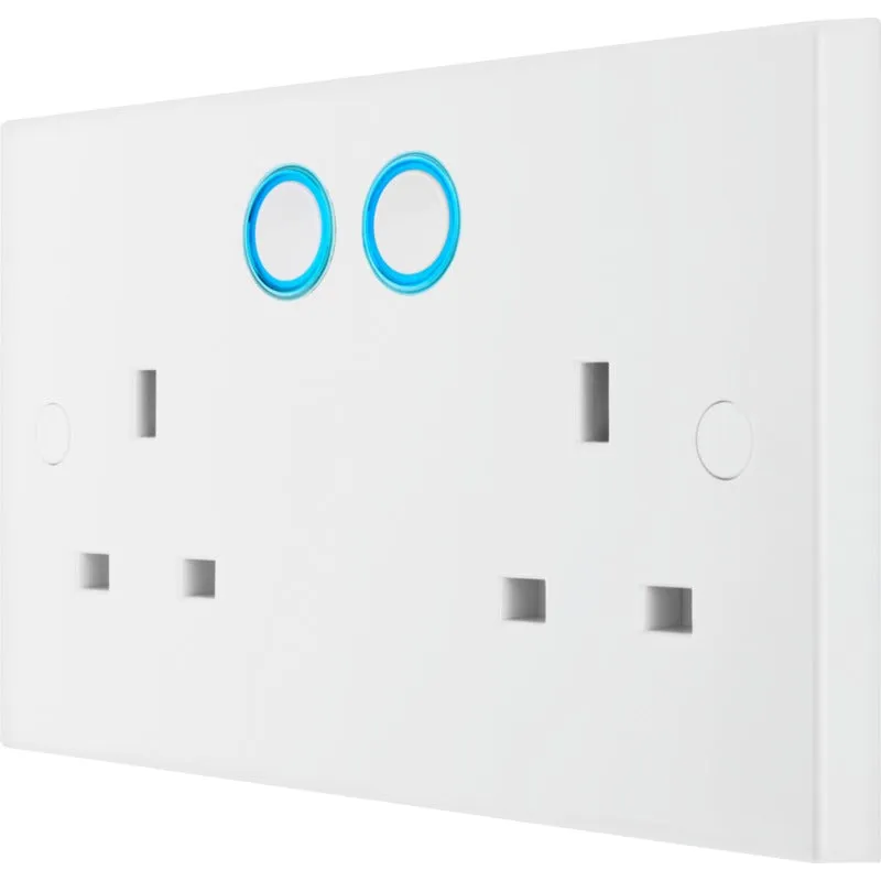 BG 922/HC White Moulded Square Edge Double Switched 13A Power Socket with Smart Home Control