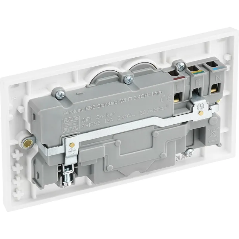BG 922/HC White Moulded Square Edge Double Switched 13A Power Socket with Smart Home Control