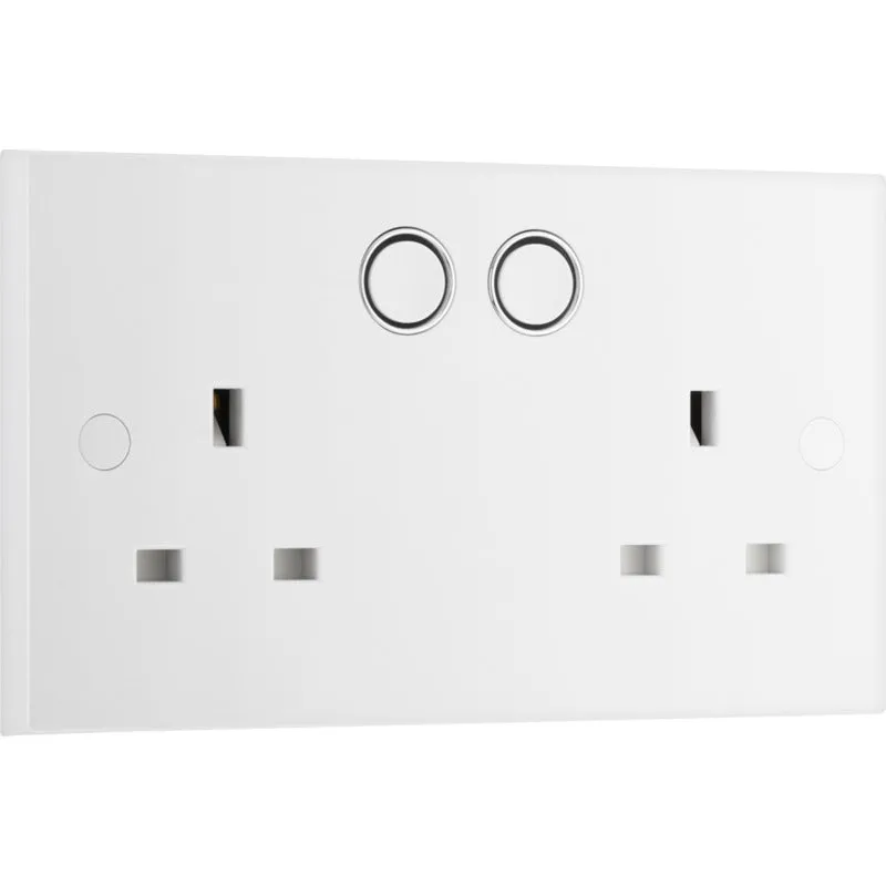 BG 922/HC White Moulded Square Edge Double Switched 13A Power Socket with Smart Home Control