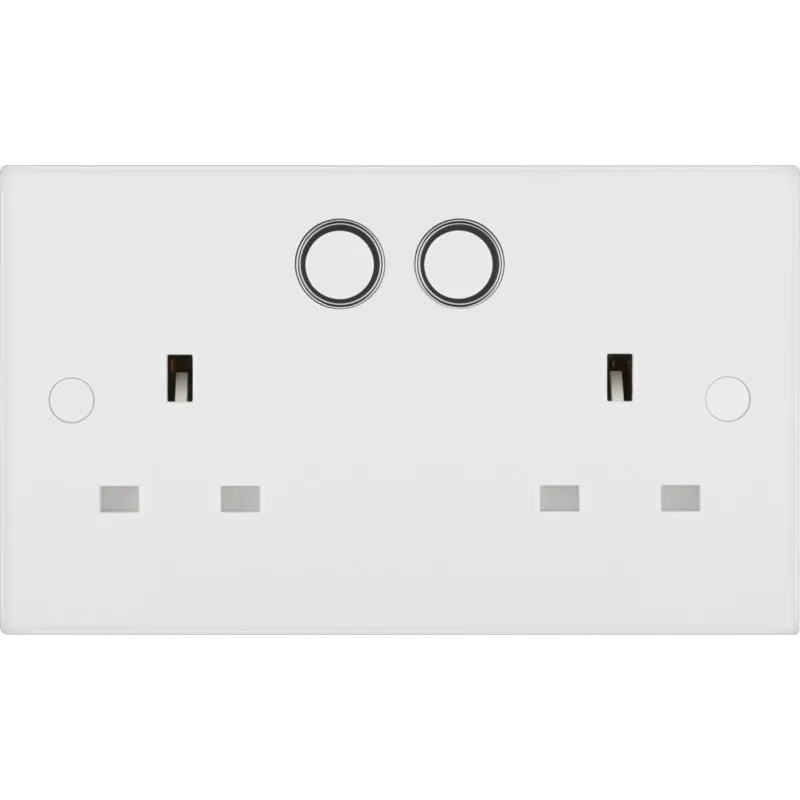 BG 922/HC White Moulded Square Edge Double Switched 13A Power Socket with Smart Home Control