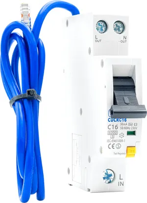 BG CUCRC16 16A SP 1 Module C Curve 6kA 30mA Type AC Compact RCBO