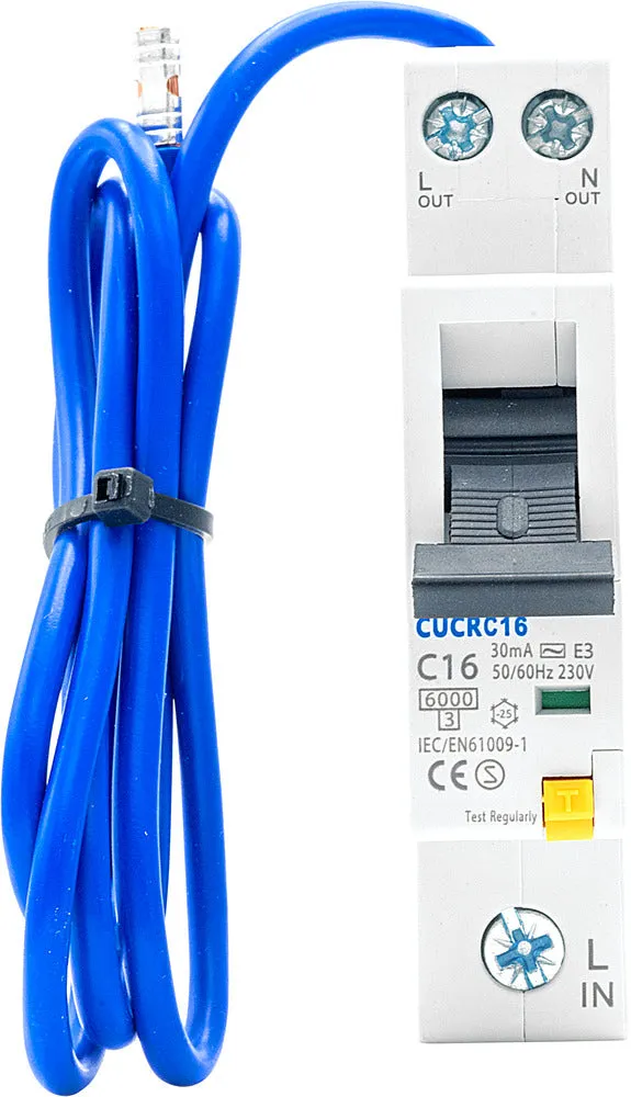 BG CUCRC16 16A SP 1 Module C Curve 6kA 30mA Type AC Compact RCBO