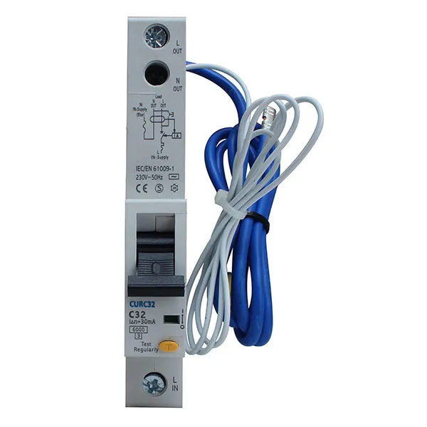 BG CUCRC32 32A SP 1 Module C Curve 6kA 30mA Type AC Compact RCBO