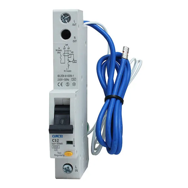 BG CUCRC32 32A SP 1 Module C Curve 6kA 30mA Type AC Compact RCBO
