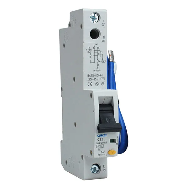 BG CUCRC32 32A SP 1 Module C Curve 6kA 30mA Type AC Compact RCBO