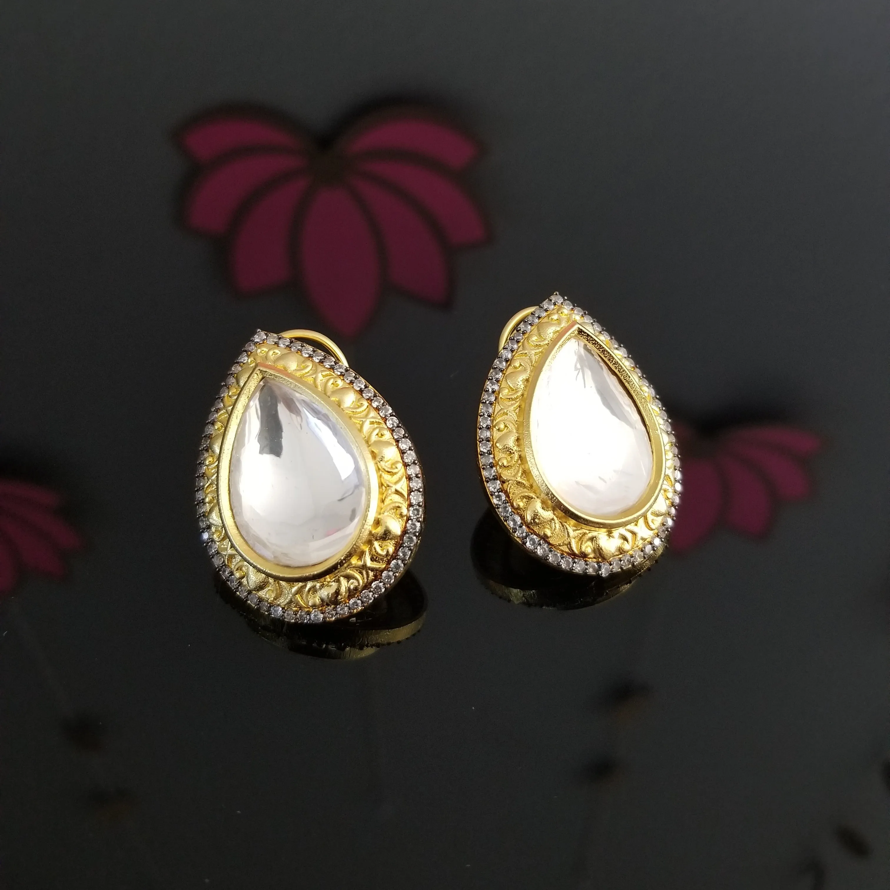 Big Drop Shaped Kundan studs