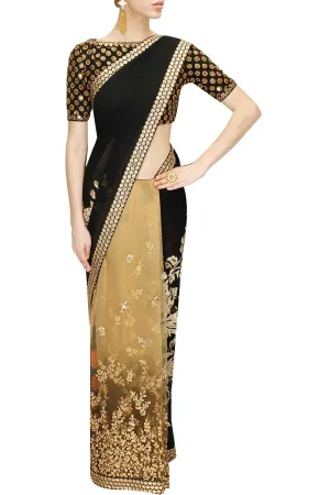 Black and Beige Designer Saree