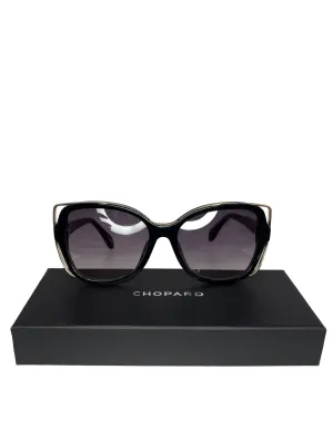 Black And Gold Detail Large Rectangular Sunglasses