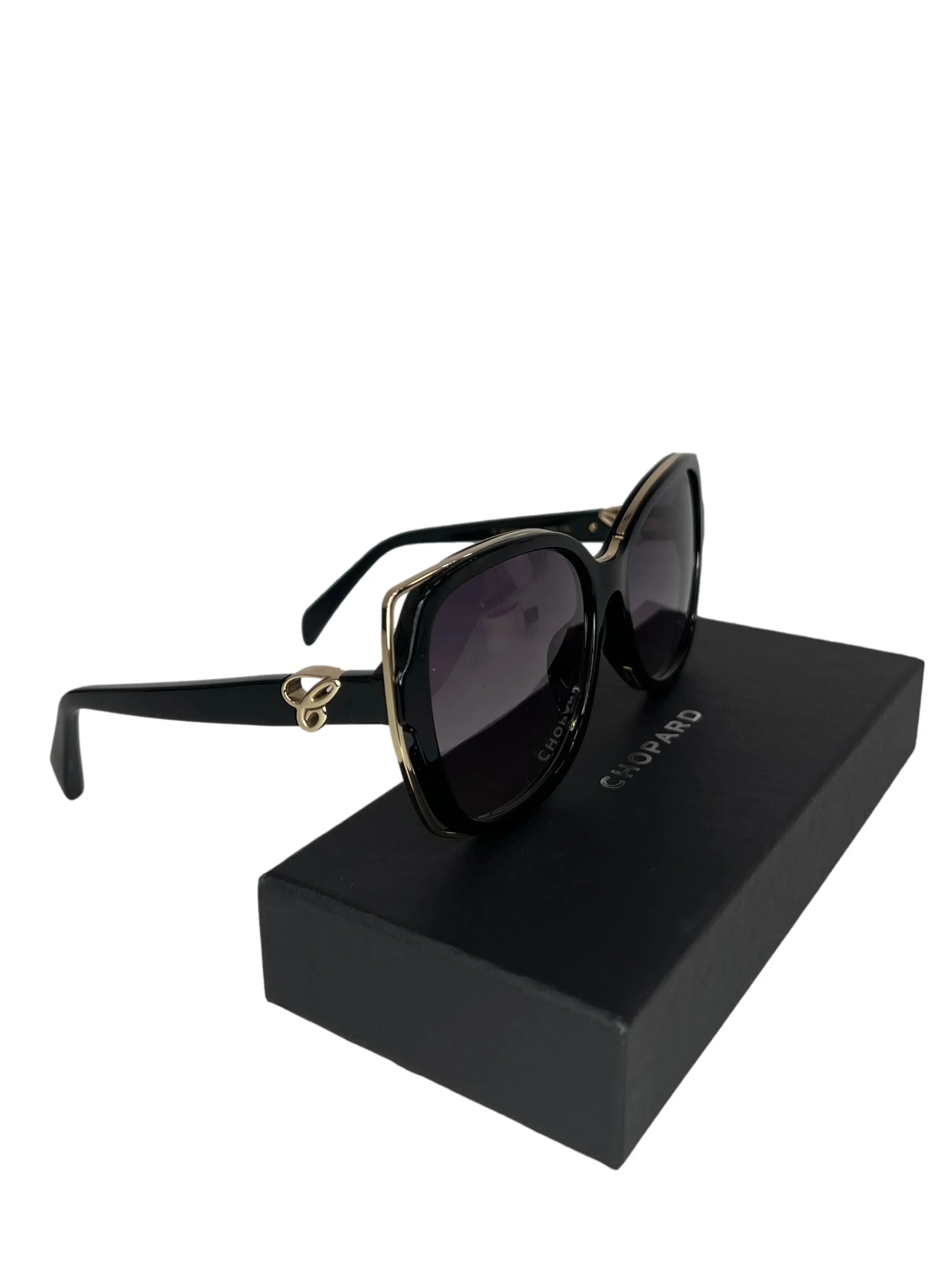 Black And Gold Detail Large Rectangular Sunglasses