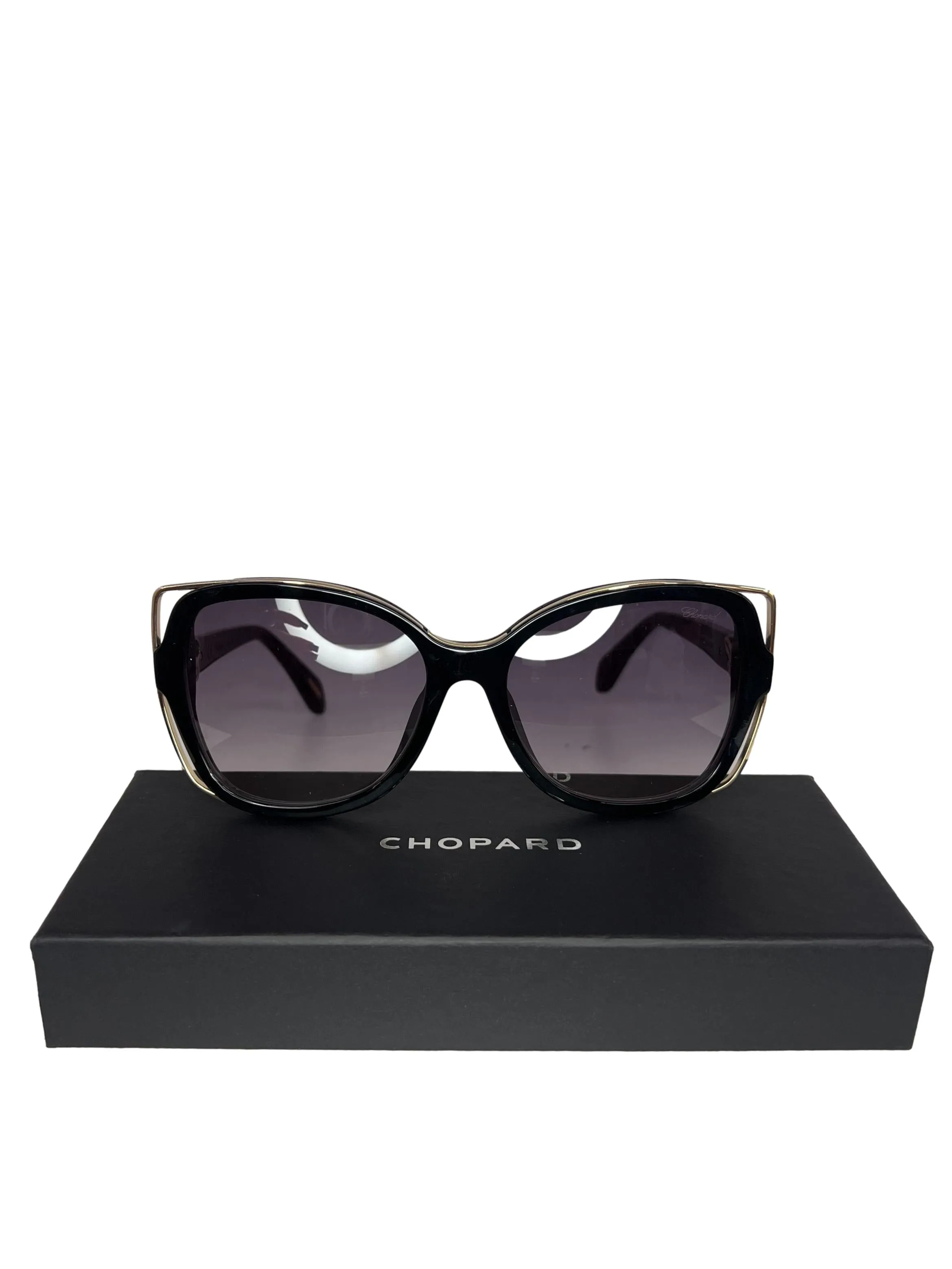 Black And Gold Detail Large Rectangular Sunglasses