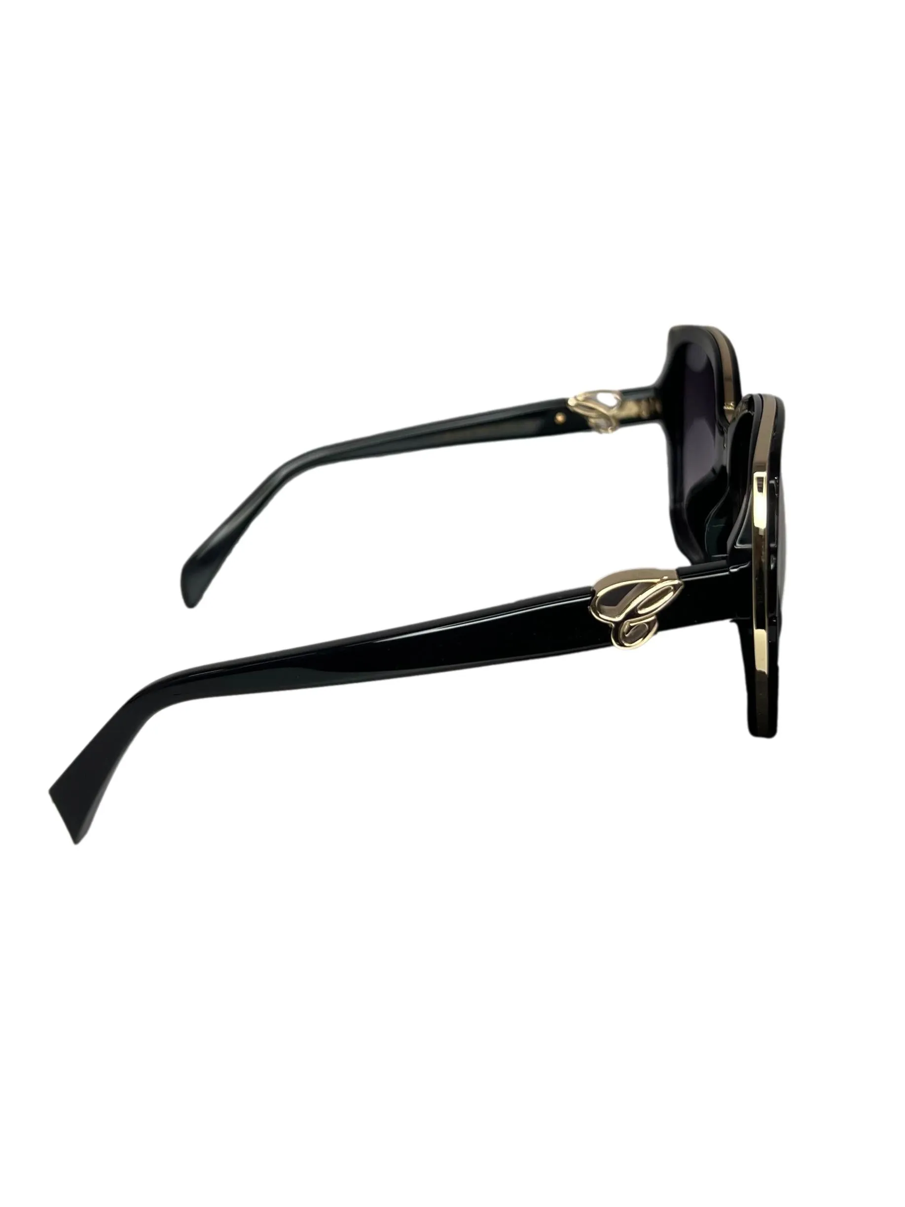 Black And Gold Detail Large Rectangular Sunglasses