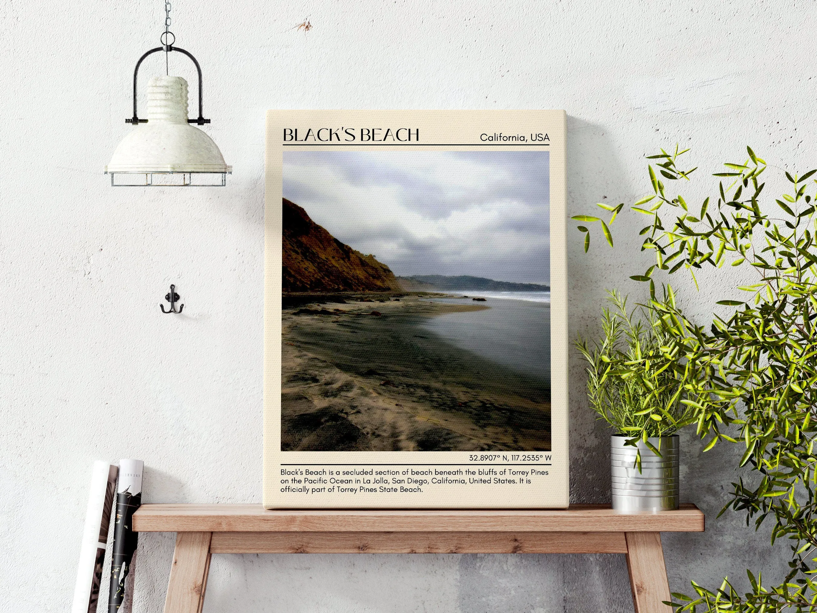 Black Beach Wall Art Canvas, USA