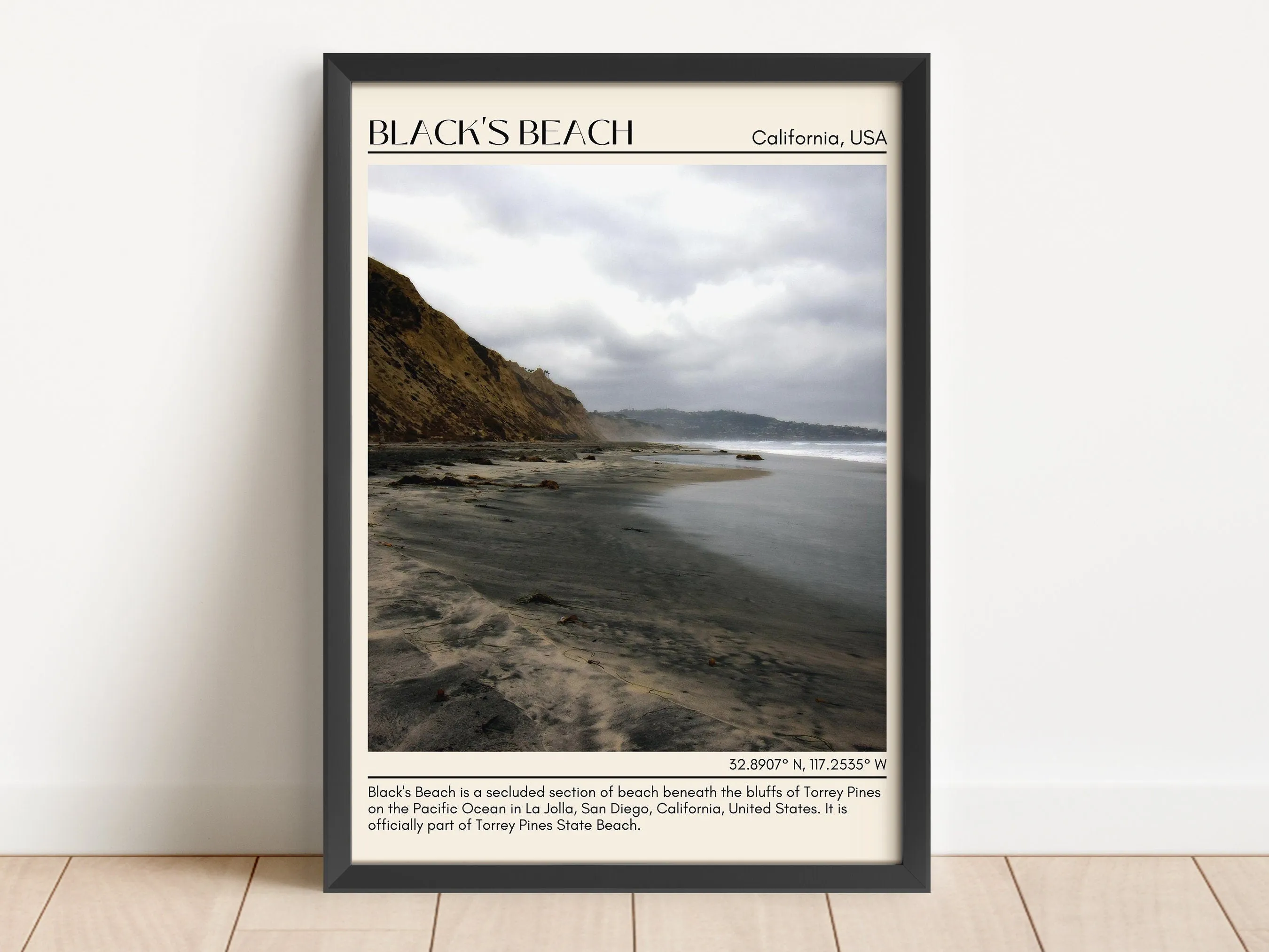 Black Beach Wall Art Canvas, USA