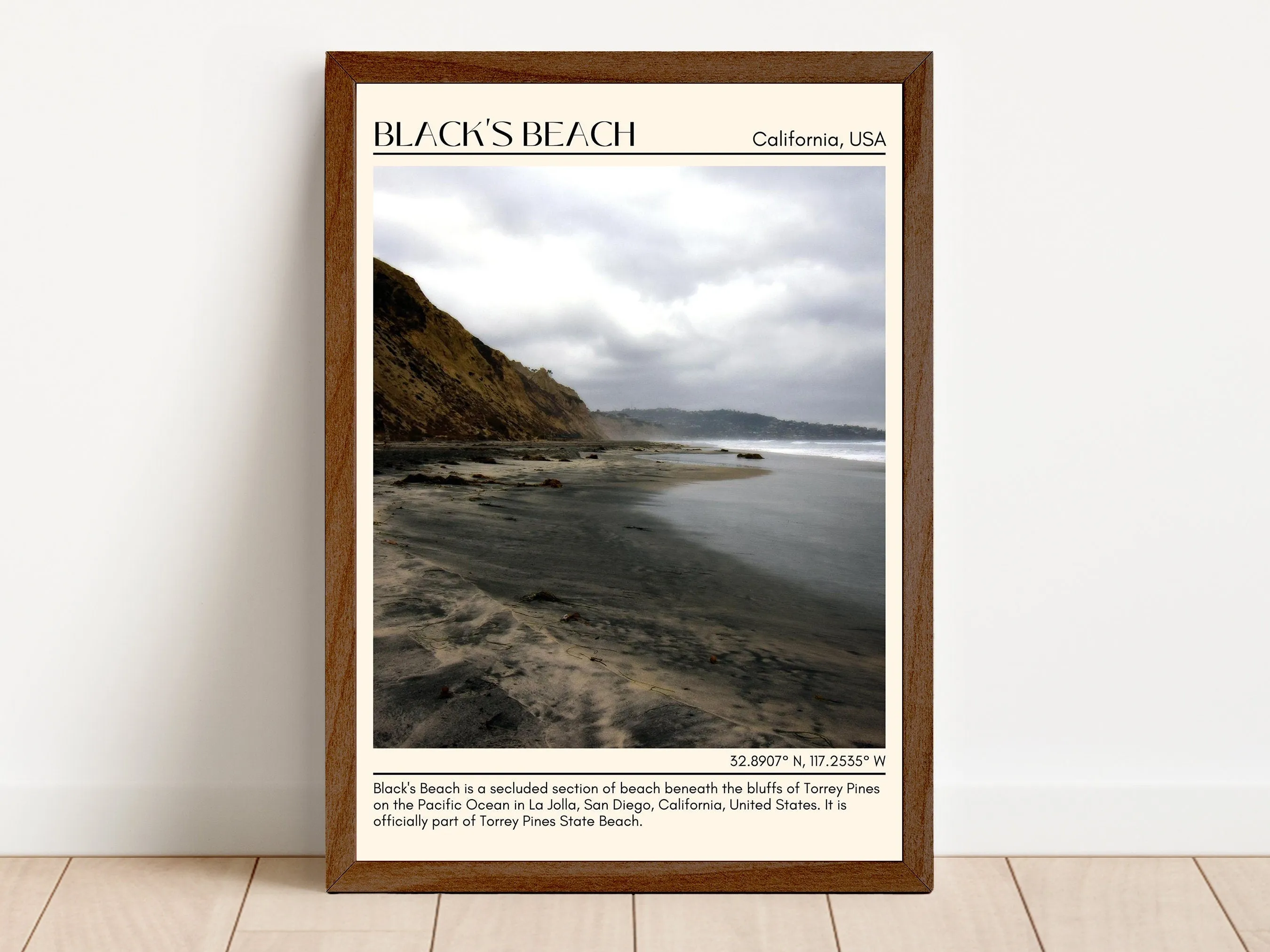 Black Beach Wall Art Canvas, USA