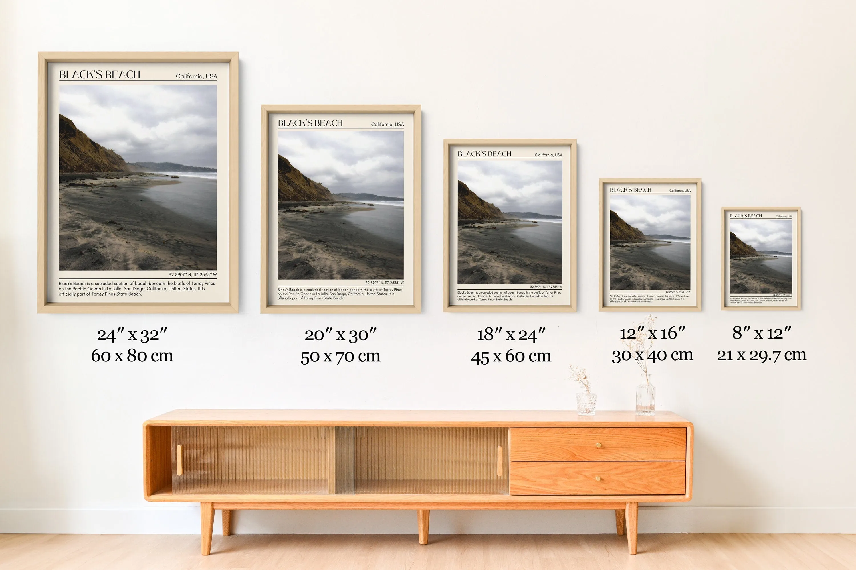Black Beach Wall Art Canvas, USA