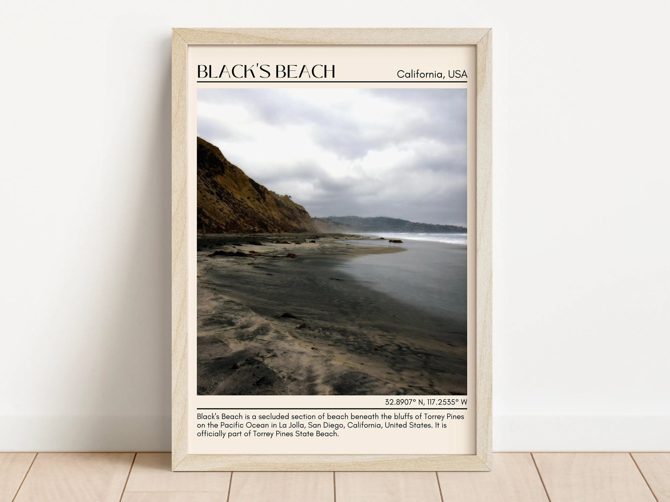 Black Beach Wall Art Canvas, USA