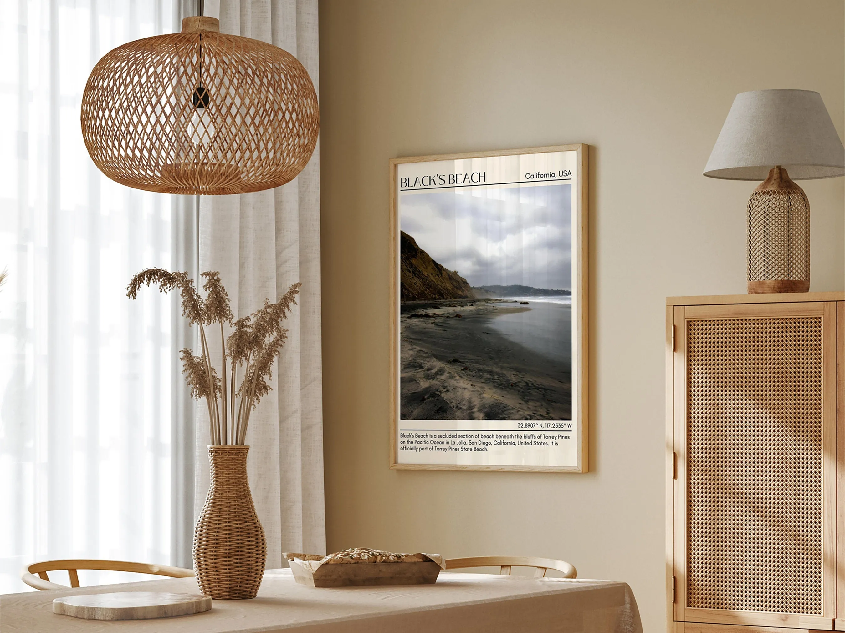 Black Beach Wall Art Canvas, USA