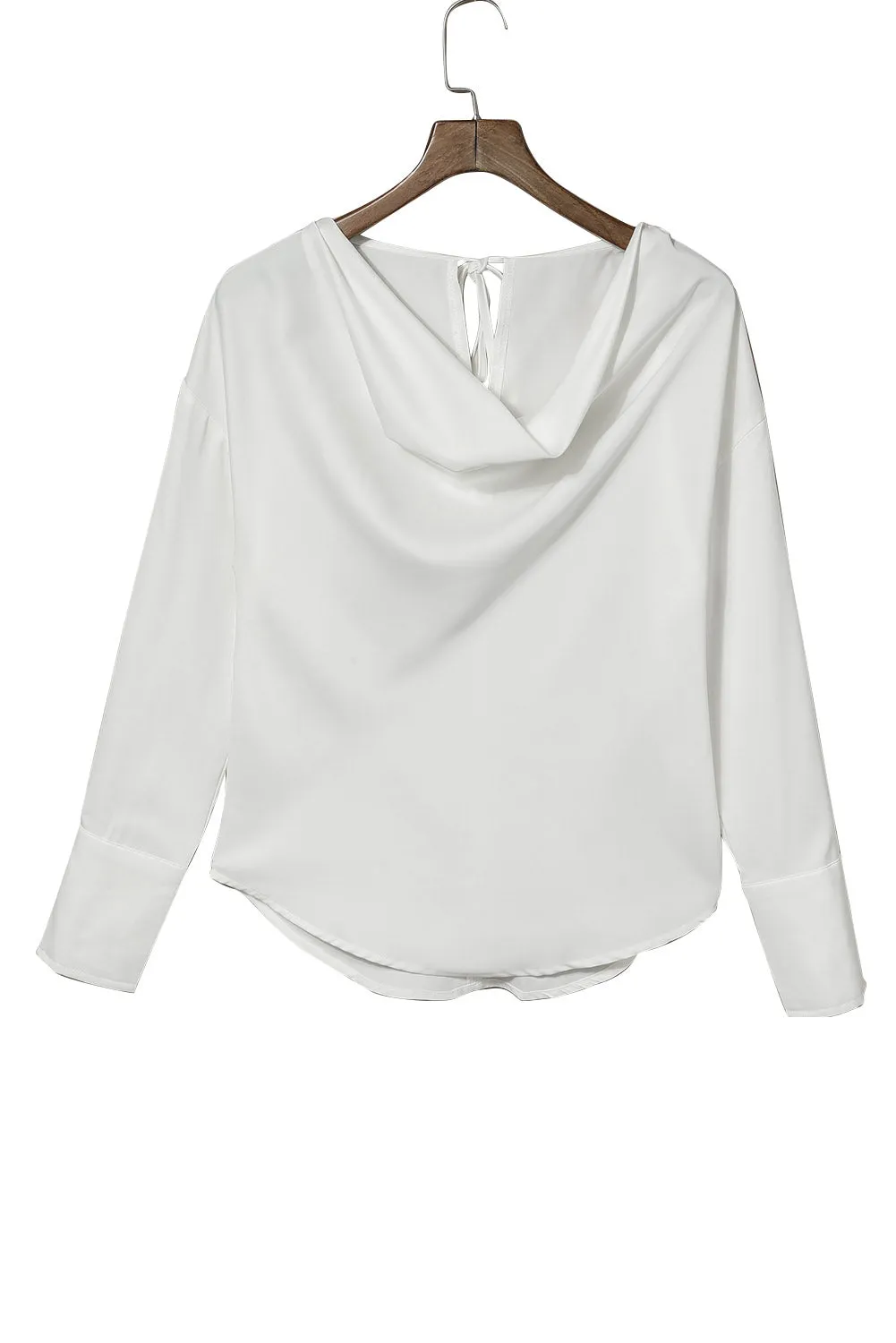 Black Cowl Neck Long Sleeve Elegant Blouse