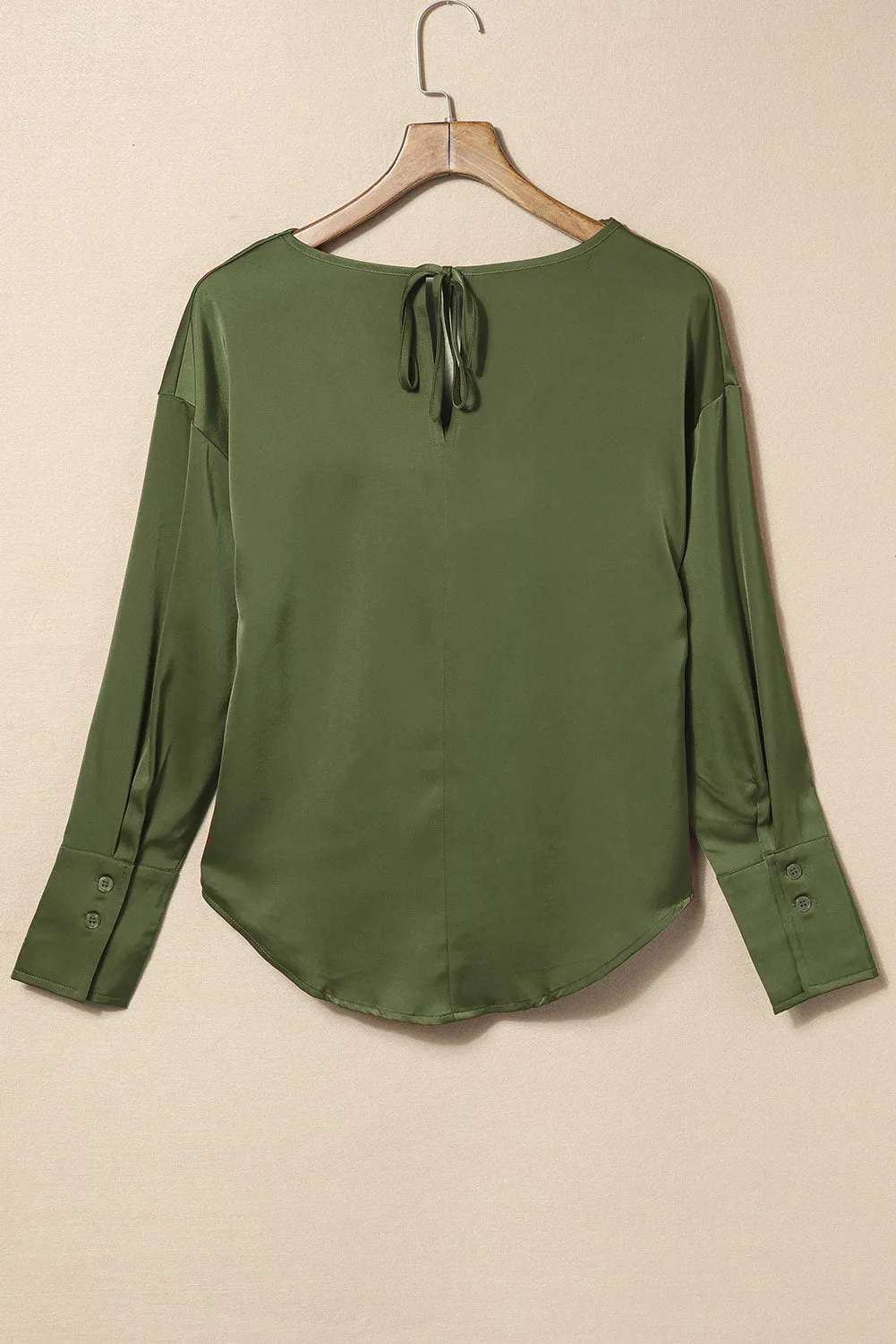 Black Cowl Neck Long Sleeve Elegant Blouse
