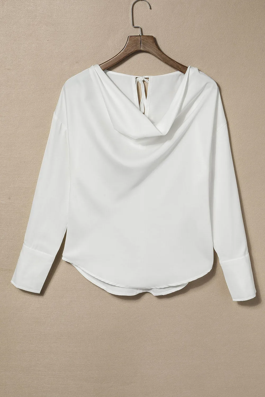 Black Cowl Neck Long Sleeve Elegant Blouse