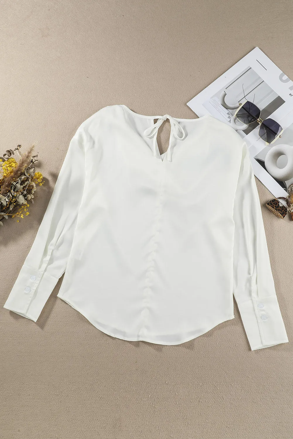 Black Cowl Neck Long Sleeve Elegant Blouse