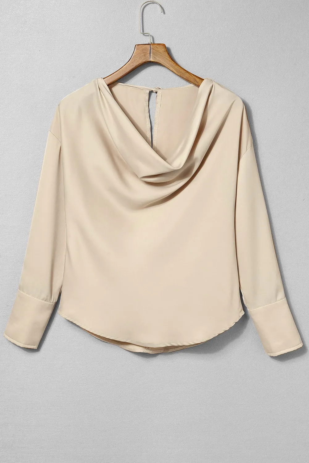 Black Cowl Neck Long Sleeve Elegant Blouse