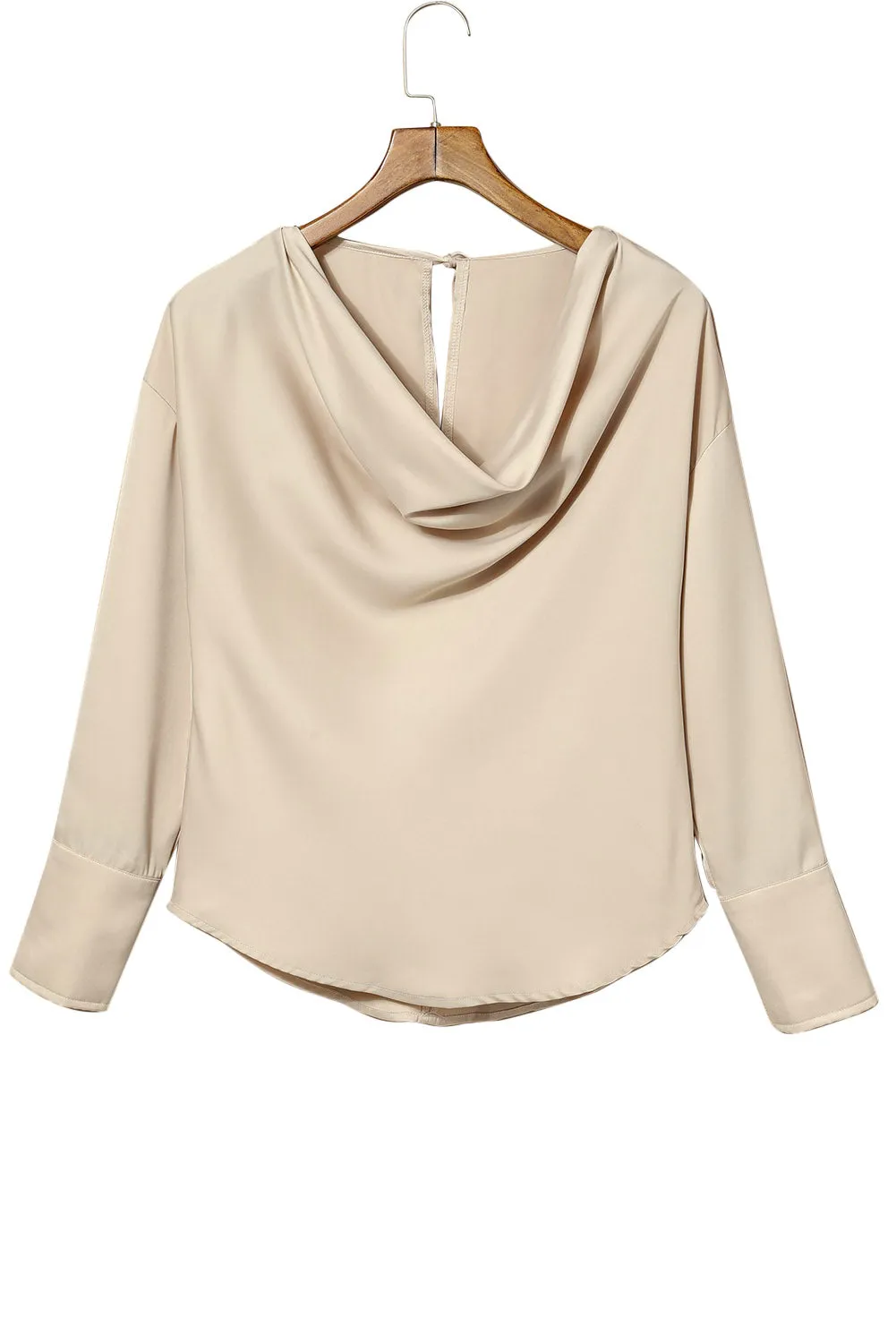 Black Cowl Neck Long Sleeve Elegant Blouse