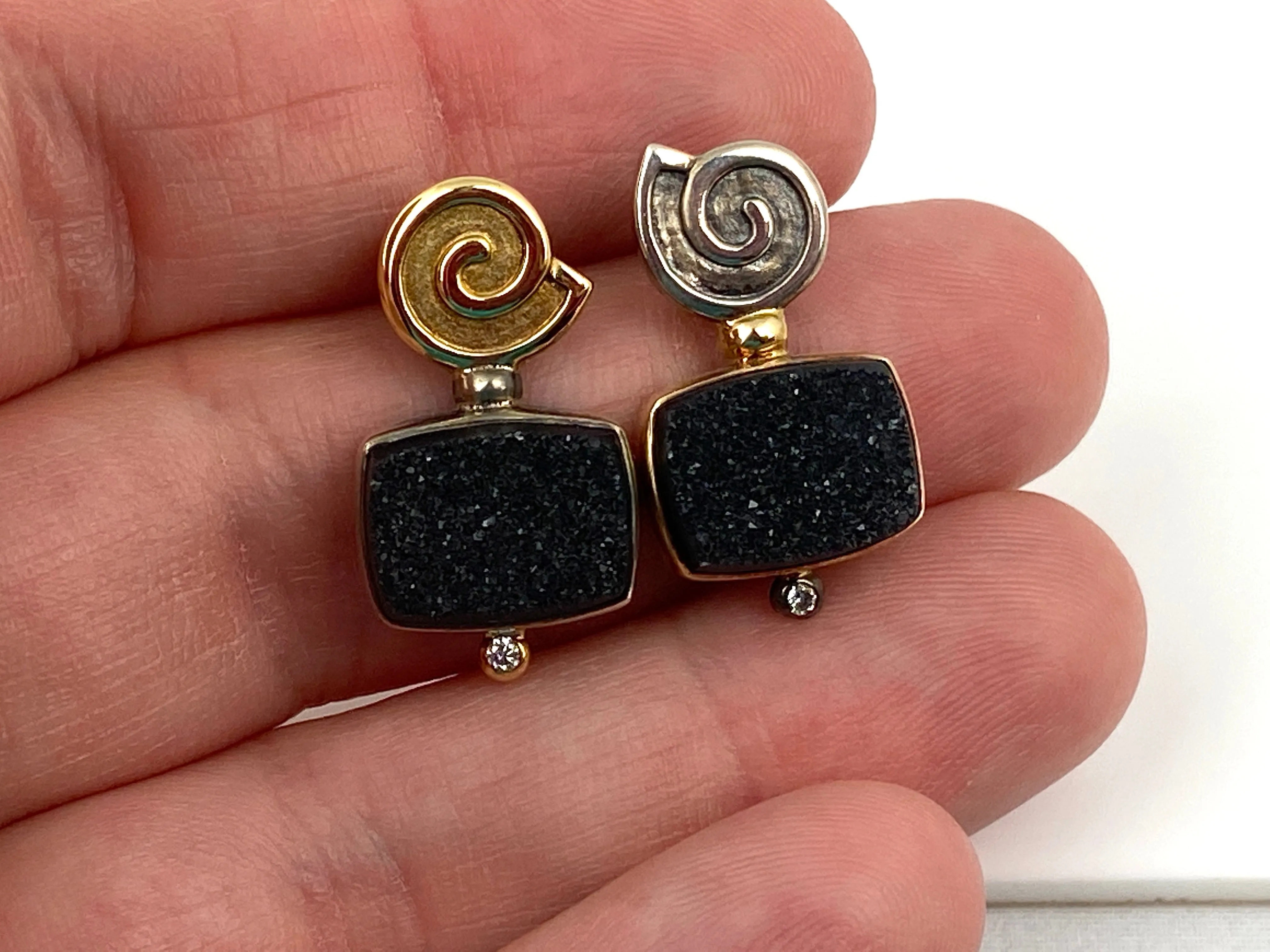 Black Druzy Earrings