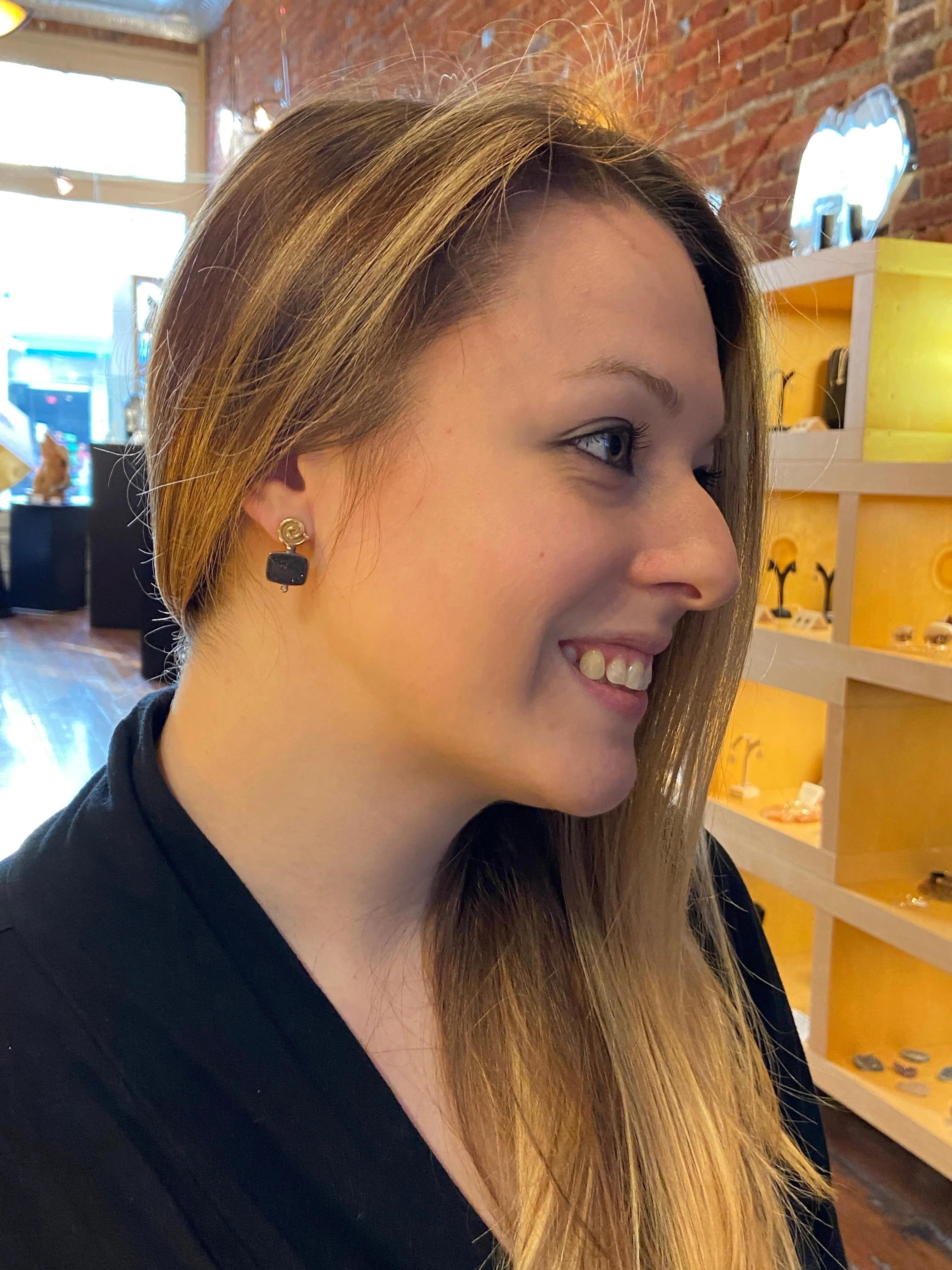 Black Druzy Earrings