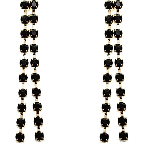 Black Elegant Beaded Drop Earrings