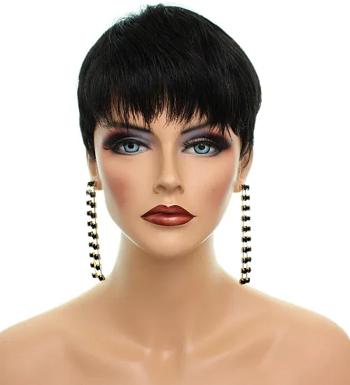 Black Elegant Beaded Drop Earrings