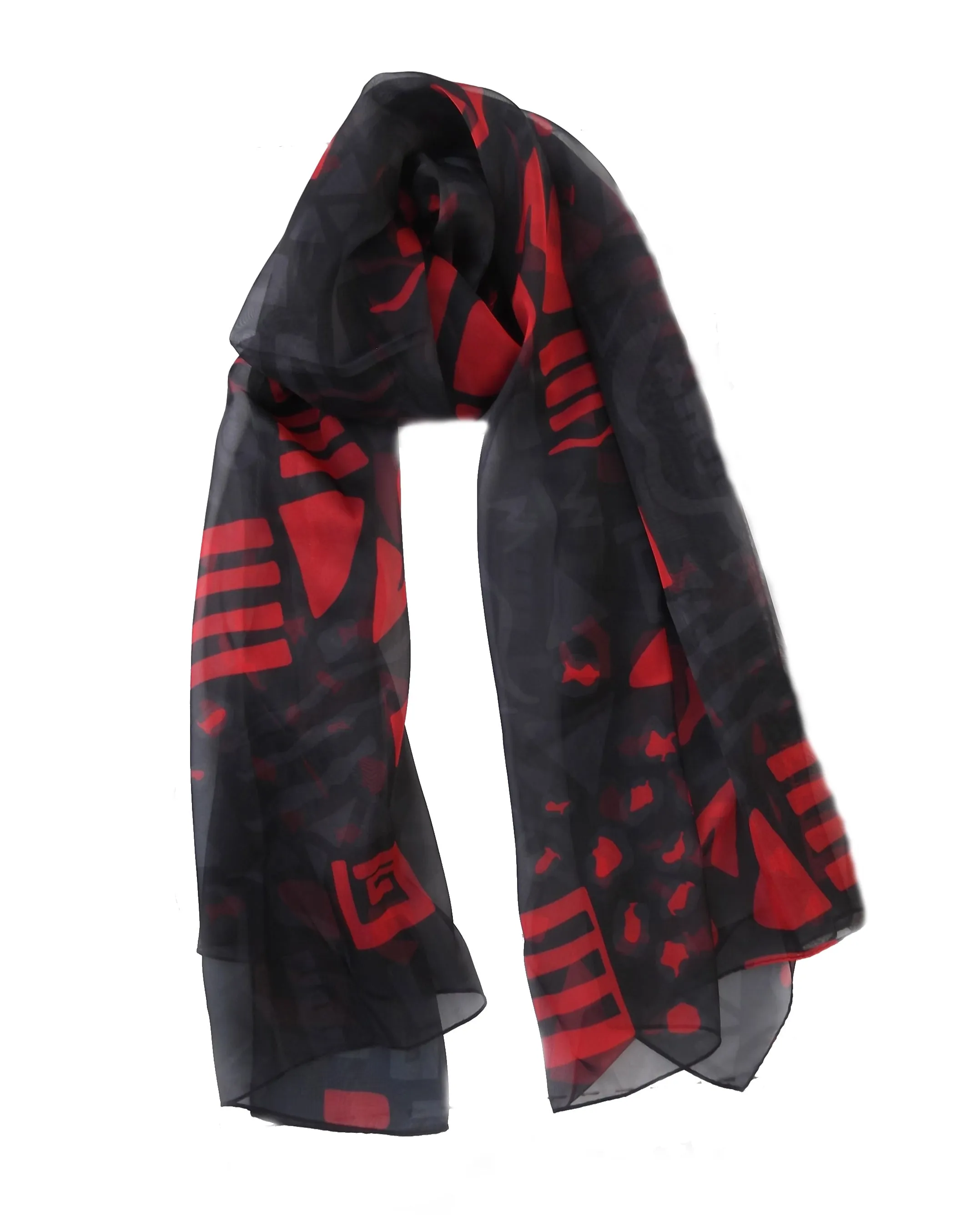 Black/Garnet Leopard Chiffon Beach Wrap/Scarf - sale!