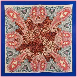 Blaues Leopard Paisley Tuch