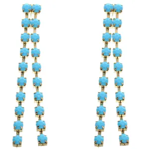 Blue Elegant Beaded Drop Earrings