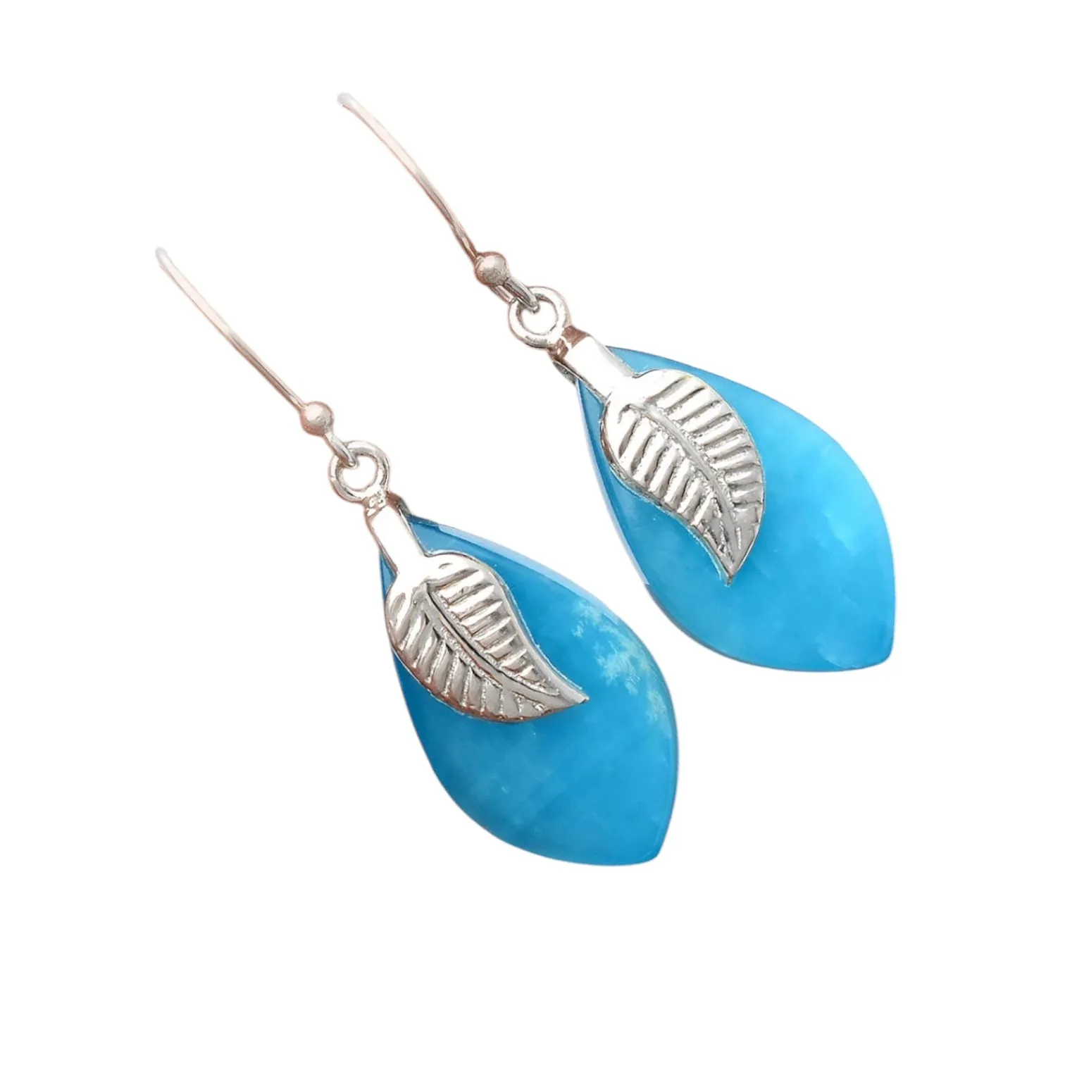 Blue Smithsonite Solid 925 Sterling Silver Earrings