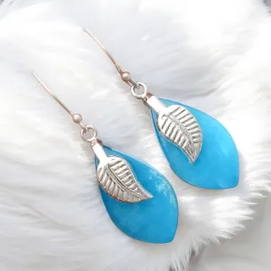 Blue Smithsonite Solid 925 Sterling Silver Earrings