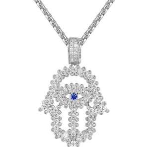 Blue Solitaire Designer Hamsa hand Pendant