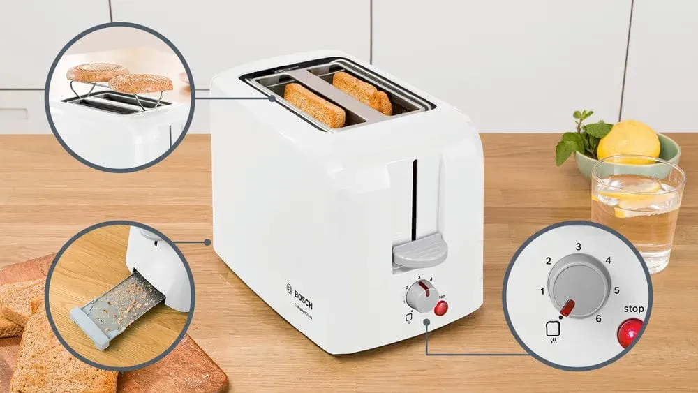 Bosch 2 Slice Toaster Compact Class White TAT3A011