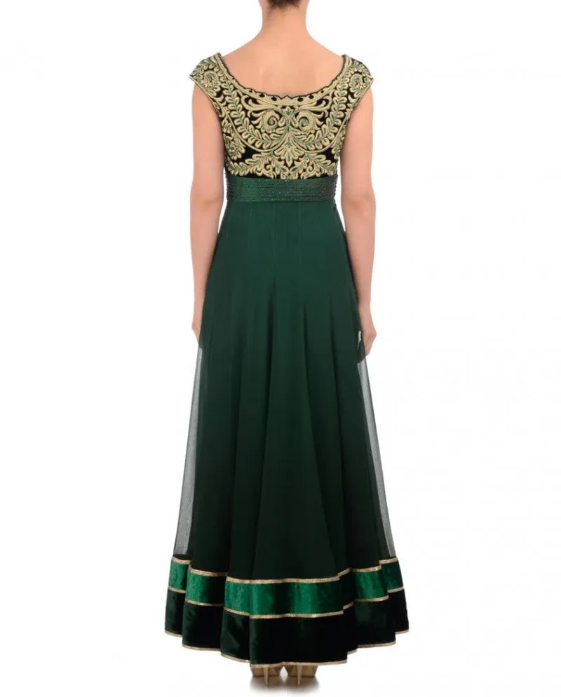 Bottle Green color Long Anarkali suit